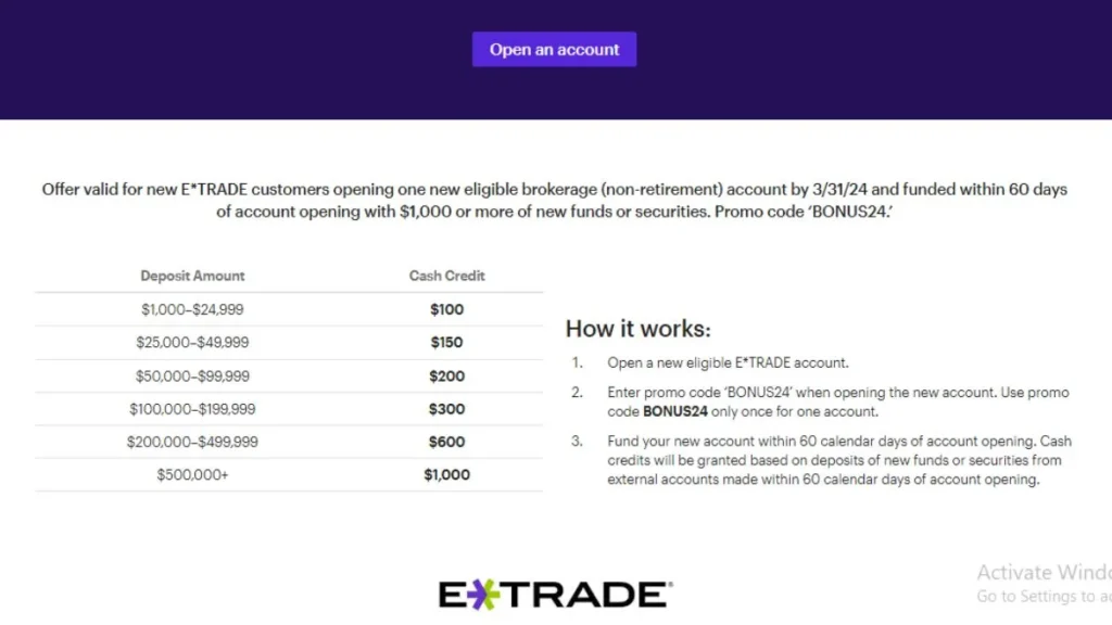 How to Get 1,000 E*Trade Sign Up Bonus